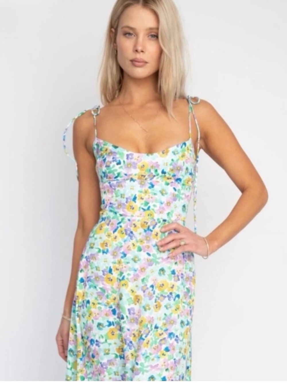 Resa Mandi Floral Tie-Shoulder Slip Dress in Monet